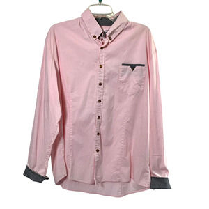 Tom's Ware Mens 2XL Pink Shirt Button Down‎ Black Check Cuff Long Sleeve